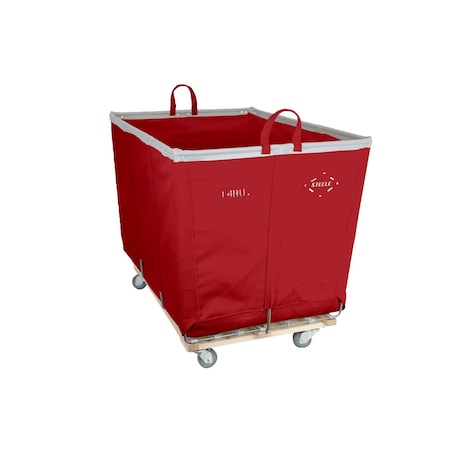 Steele Canvas Basket 14 BU Permanent Truck Red Vinyl w/Grey Vinyl - 4in Casters Diamond Mount 9414VREDVGRYW4